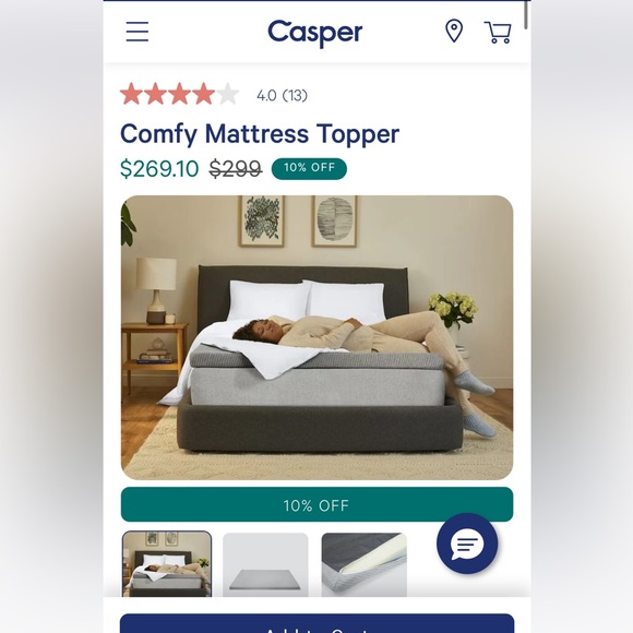 BASICALLY NEW QUEEN CASPER MATTRESS TOPPER - Picture 1 of 2